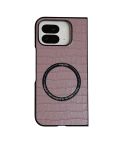 For Google Pixel 9 Pro Fold Crocodile Pattern Leather MagSafe Magnetic Phone Case(Purple)