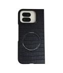 For Google Pixel 9 Pro Fold Crocodile Pattern Leather MagSafe Magnetic Phone Case(Black)