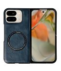 For Google Pixel 9 Pro Fold Crazy Horse Pattern Leather MagSafe Magnetic Phone Case(Blue)