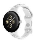 For Google Pixel Watch 3 41mm Laser Engraved Texture Silicone Watch Band(White)