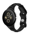 For Google Pixel Watch 3 41mm Laser Engraved Texture Silicone Watch Band(Black)