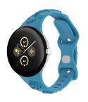 For Google Pixel Watch 3 41mm Laser Engraved Texture Silicone Watch Band(Ocean Blue)