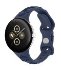 For Google Pixel Watch 3 41mm Laser Engraved Texture Silicone Watch Band(Navy Blue)