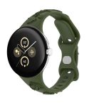 For Google Pixel Watch 3 41mm Laser Engraved Texture Silicone Watch Band(Olive Green)