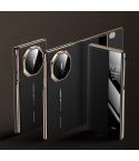 For Huawei Mate XT Ultimate Design View Window Genuine Leather Electroplating Phone Case(Black Gold)