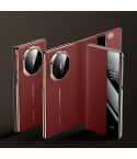 For Huawei Mate XT Ultimate Design View Window Genuine Leather Electroplating Phone Case(Red)
