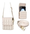 For Samsung Galaxy Z Flip6 BFB04 Plaid Crossbody Fold Phone Bag(Beige)