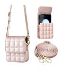 For Samsung Galaxy Z Flip6 BFB04 Plaid Crossbody Fold Phone Bag(Rose Gold)