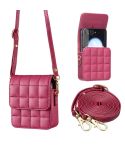For Samsung Galaxy Z Flip6 BFB04 Plaid Crossbody Fold Phone Bag(Rose Red)