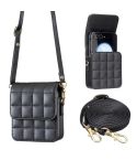 For Samsung Galaxy Z Flip6 BFB04 Plaid Crossbody Fold Phone Bag(Black)