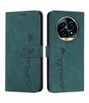 For Realme 13 Pro+ 5G Global Skin Feel Heart Embossed Leather Phone Case(Green)