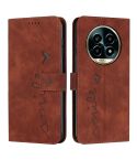 For Realme 13 Pro+ 5G Global Skin Feel Heart Embossed Leather Phone Case(Brown)