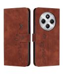 For Redmi 14C 4G Skin Feel Heart Embossed Leather Phone Case(Brown)