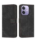 For OPPO A3x Skin Feel Stripe Pattern Leather Phone Case(Black)