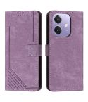 For OPPO A3x Skin Feel Stripe Pattern Leather Phone Case(Purple)