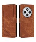 For Redmi 14C 4G Skin Feel Stripe Pattern Leather Phone Case(Brown)