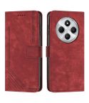 For Redmi 14C 4G Skin Feel Stripe Pattern Leather Phone Case(Red)