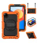 For Xiaomi Redmi Pad SE 8.7 2024 Turntable Holder Silicone Hybrid PC Tablet Case(Orange+Black)
