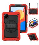 For Xiaomi Redmi Pad SE 8.7 2024 Turntable Holder Silicone Hybrid PC Tablet Case(Red+Black)