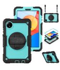 For Xiaomi Redmi Pad SE 8.7 2024 Turntable Holder Silicone Hybrid PC Tablet Case(Black+Light Blue)