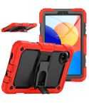 For Xiaomi Redmi Pad SE 8.7 2024 Silicone Hydric PC Tablet Case with Shoulder Strap & Holder(Red)