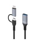 ADS-619 2 in 1 Type-C and 8 Pin to USB 3.0 OTG Adapter(Grey)