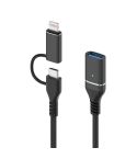 ADS-619 2 in 1 Type-C and 8 Pin to USB 3.0 OTG Adapter(Black)