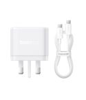 Baseus PD65W USB and 2 USB-C / Type-C Fast Charger With 1m Type-C Cable, Plug Type:UK Plug(White)