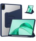 For Honor Pad X8a Tri-Fold Holder Rotation Leather Tablet Case(Dark Blue)