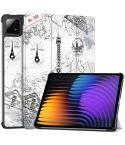 For Xiaomi Pad 7 / 7 Pro Custer Painted 3-Fold Stand Leather Smart Tablet Case(Retro Eiffel Tower)