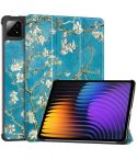 For Xiaomi Pad 7 / 7 Pro Custer Painted 3-Fold Stand Leather Smart Tablet Case(Apricot Blossom)