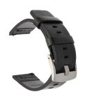 For Suunto 9 / Suunto 7 Steel Buckle 24mm Genuine Leather Watch Band(Black Silver)