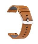For Suunto 9 / Suunto 7 Steel Buckle 24mm Genuine Leather Watch Band(Yellow Silver)