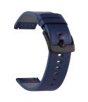 For Suunto 9 / Suunto 7 Steel Buckle 24mm Genuine Leather Watch Band(Blue Black)
