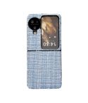For OPPO Find N3 Flip Plaid Fabric PC Protective Phone Case(Blue)