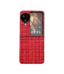 For OPPO Find N3 Flip Plaid Fabric PC Protective Phone Case(Red)