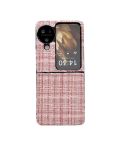 For OPPO Find N3 Flip Plaid Fabric PC Protective Phone Case(Pink)