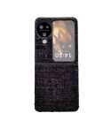 For OPPO Find N3 Flip Plaid Fabric PC Protective Phone Case(Black)