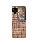 For OPPO Find N3 Flip Plaid Fabric PC Protective Phone Case(Brown)