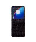 For Motorola Razr 40 Ultra Plaid Fabric PC Protective Phone Case(Black)