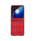 For Motorola Razr 40 Ultra Plaid Fabric PC Protective Phone Case(Red)