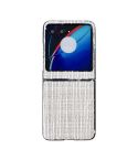 For Motorola Razr 40 Ultra Plaid Fabric PC Protective Phone Case(White)