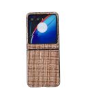 For Motorola Razr 40 Ultra Plaid Fabric PC Protective Phone Case(Brown)