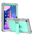 For Lenovo Tab M10 3rd Gen / TB328 Silicone Hybrid PC Tablet Case with Holder(Grey Mint Green)