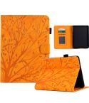 For Amazon Kindle Paperwhite 12th 2024 Fortune Tree Pressure Flower Smart Leather Tablet Case(Khaki)