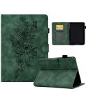 For Amazon Kindle Paperwhite 12th 2024 Peony Butterfly Embossed Leather Smart Tablet Case(Green)