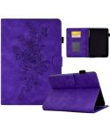 For Amazon Kindle Paperwhite 12th 2024 Peony Butterfly Embossed Leather Smart Tablet Case(Purple)