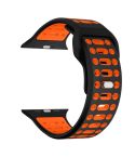 For Apple Watch 46mm / 49mm / 45mm / 44mm Single Nail Dual-Color Multi-hole Silicone Watch Band(Black Orange)