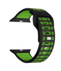 For Apple Watch 46mm / 49mm / 45mm / 44mm Single Nail Dual-Color Multi-hole Silicone Watch Band(Black Green)