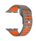 For Apple Watch 46mm / 49mm / 45mm / 44mm Single Nail Dual-Color Multi-hole Silicone Watch Band(Grey Orange)